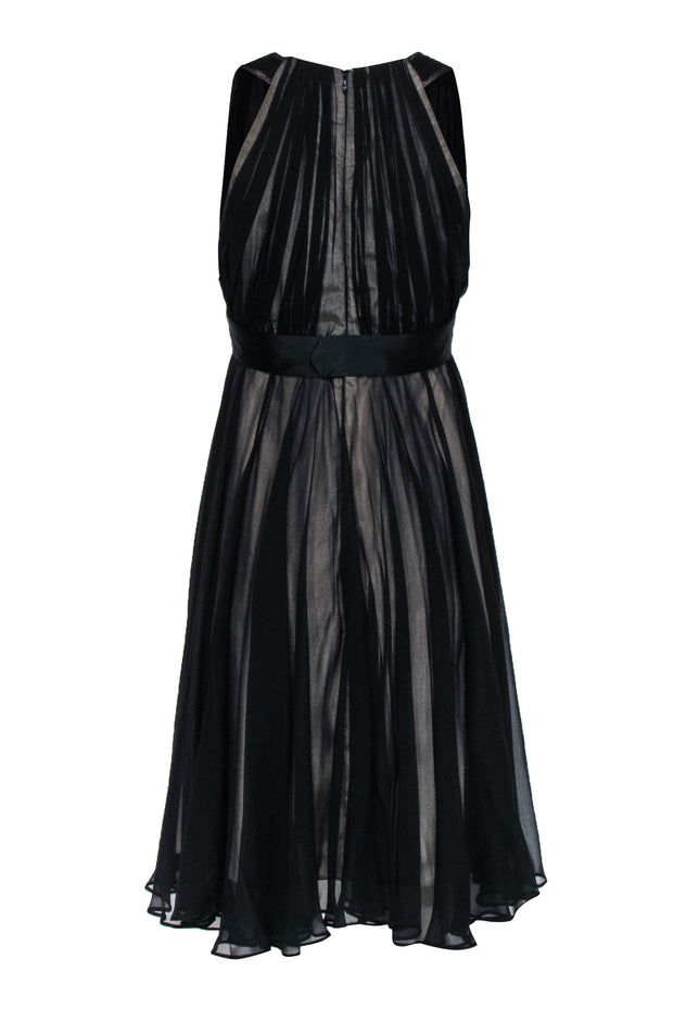 Current Boutique-Milly - Black Sheer Sleeveless A-Line Dress w/ Nude Underlay Sz 4