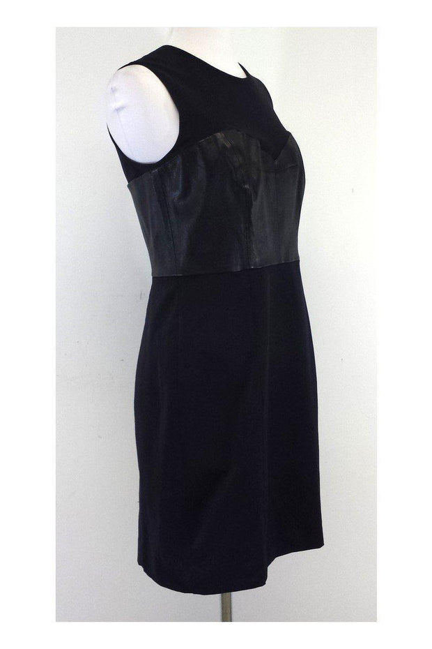 Current Boutique-Milly - Black Sleeveless Leather Bustier Dress Sz 8