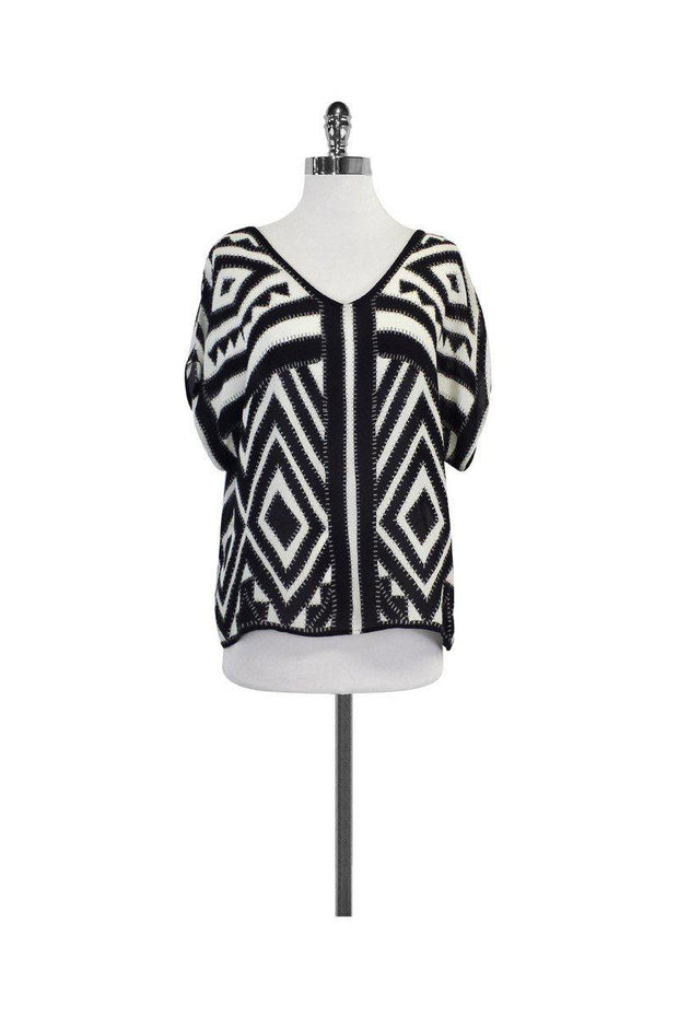 Current Boutique-Milly - Black White & Grey Silk Top Sz 2