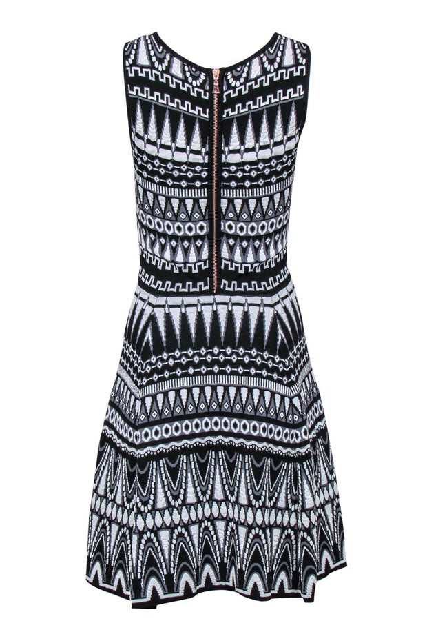 Current Boutique-Milly - Black & White Patterned Knit A-Line Dress Sz M