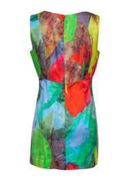 Current Boutique-Milly - Blue, Green, Yellow & Red Paint Stoke Pattern Sheath Dress Sz 12