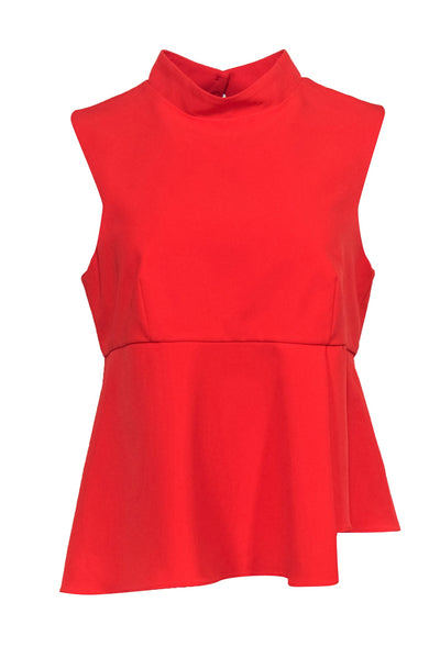 Current Boutique-Milly - Bright Orange Mock Neck Tank w/ Peplum Design Sz 10