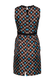 Current Boutique-Milly - Brown & Blue Geometric Printed Silk Dress Sz 2