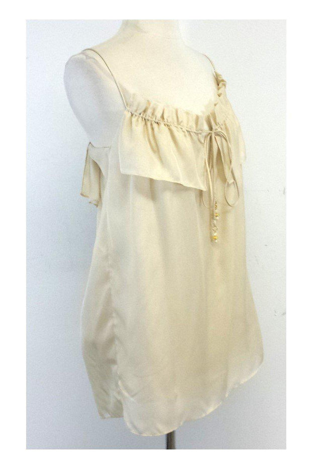 Current Boutique-Milly - Champagne Ruffle Neckline Tunic Sz 2