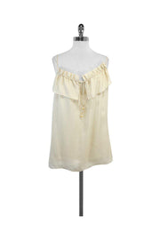 Current Boutique-Milly - Champagne Ruffle Neckline Tunic Sz 2