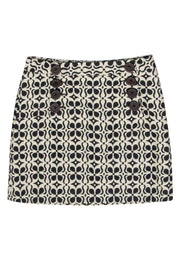 Current Boutique-Milly - Cream & Black Printed Buttoned Miniskirt Sz 4