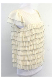 Current Boutique-Milly - Cream Silk Tiered Blouse Sz 10