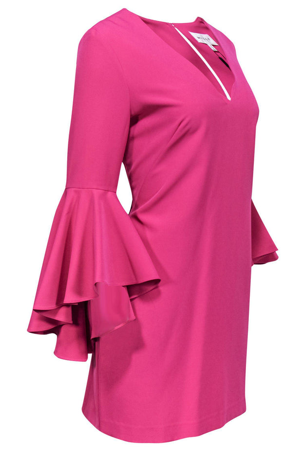 Current Boutique-Milly - Fuchsia Shift Dress w/ Bell Sleeves Sz 8