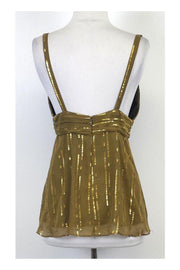 Current Boutique-Milly - Gold Metallic Silk Spaghetti Strap Top Sz 6