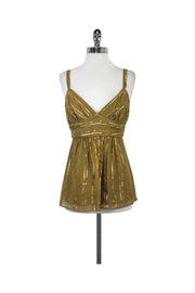 Current Boutique-Milly - Gold Metallic Silk Spaghetti Strap Top Sz 6