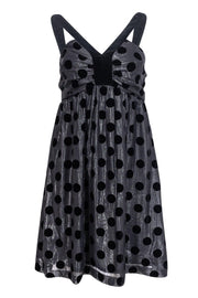 Current Boutique-Milly - Gray, Silver & Black Polka Dot Babydoll Dress Sz 6