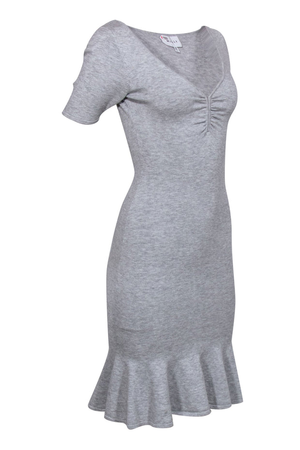 Current Boutique-Milly - Grey Short Sleeve Knit Dress W/ Flounce Hem Sz S