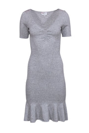 Current Boutique-Milly - Grey Short Sleeve Knit Dress W/ Flounce Hem Sz S