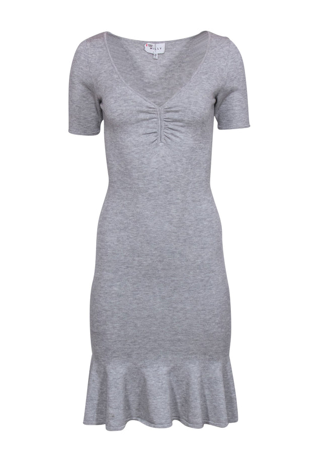 Current Boutique-Milly - Grey Short Sleeve Knit Dress W/ Flounce Hem Sz S