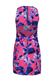 Current Boutique-Milly - Hot Pink & Purple Floral A-Line Dress w/ Cutout Sz 6