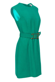 Current Boutique-Milly - Kelly Green Sheath Dress w/ Statement Buckle Belt Sz 6