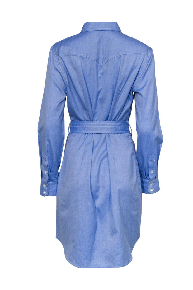 Current Boutique-Milly - Light Blue Collared Shirt Dress w/ Belt Sz 12