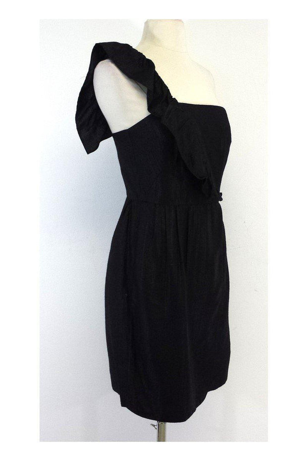 Current Boutique-Milly - Metallic Black One Shoulder Dress Sz 2