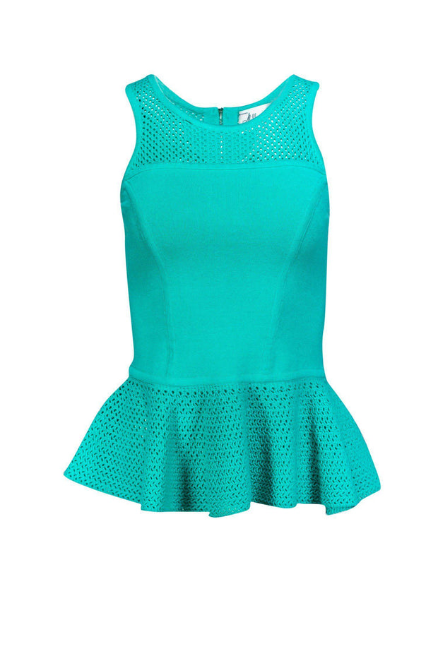 Current Boutique-Milly - Mint Green Knit Peplum Tank Top Sz S