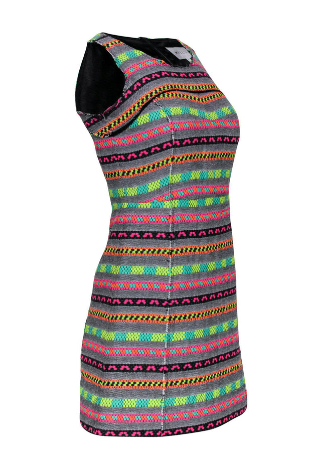 Current Boutique-Milly - Multicolor Aztec Print Striped Tweed Fit & Flare Dress Sz 0