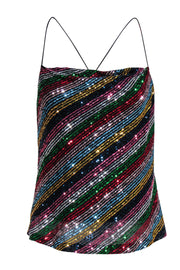 Current Boutique-Milly - Multicolor Sequin Mesh Cowl Neck "Gia" Camisole Sz 6