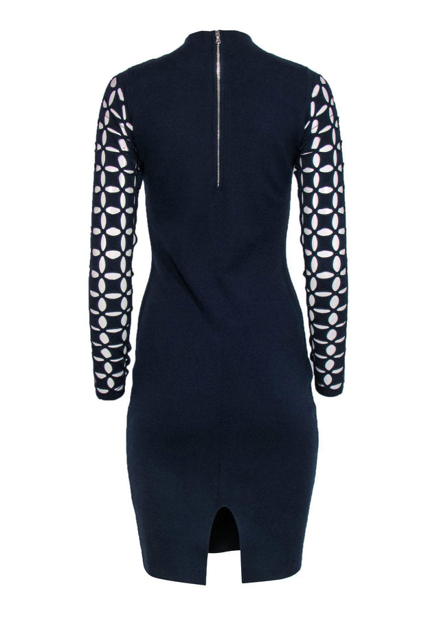 Current Boutique-Milly - Navy Knit Bodycon Dress w/ Cutout Sleeves Sz S