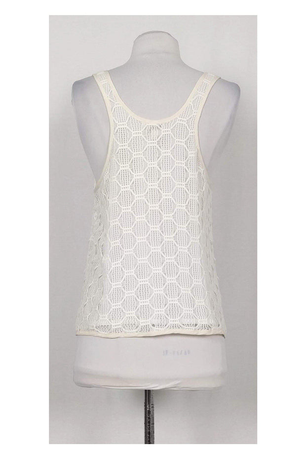 Current Boutique-Milly - Off-White Silk Lined Crochet Tank Top Sz 4