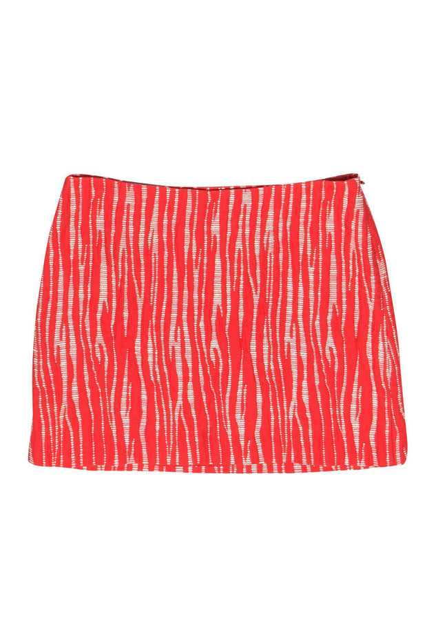 Current Boutique-Milly - Orange & White Printed Textured Miniskirt Sz 6