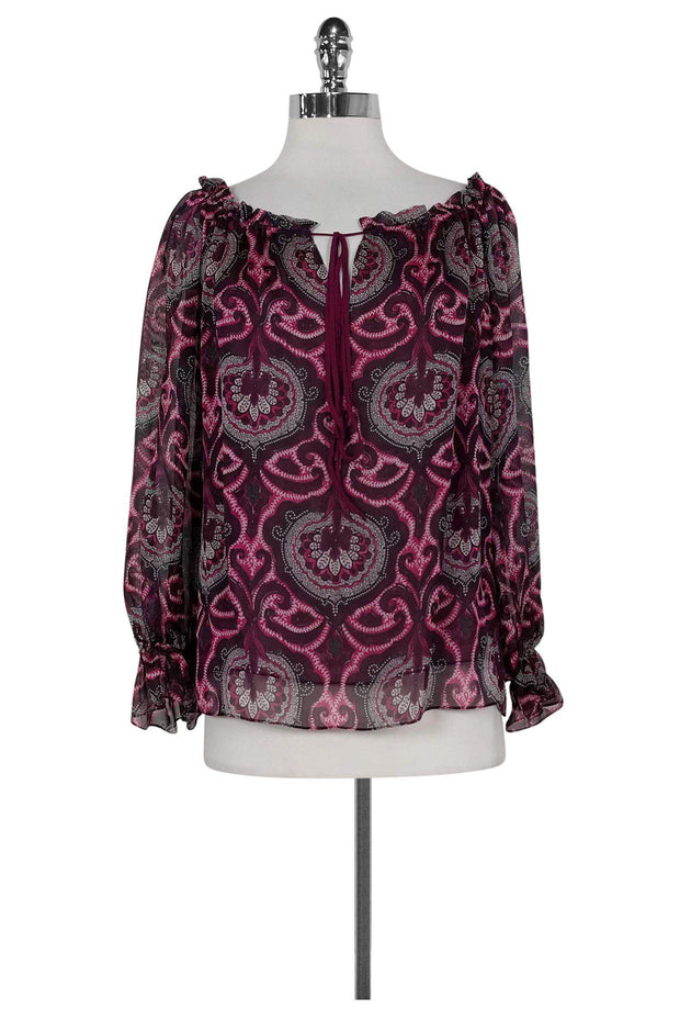 Current Boutique-Milly - Pink & Purple Paisley Print Silk Top Sz 4