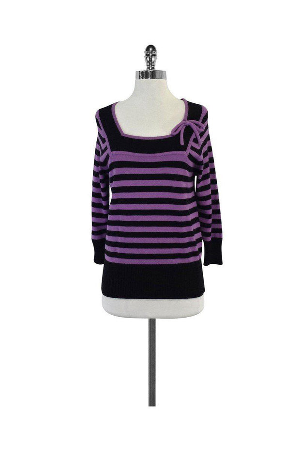 Current Boutique-Milly - Purple & Black Stripe Sweater Sz M