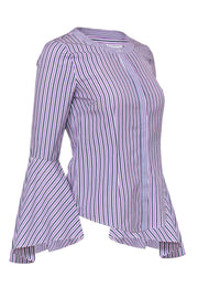 Current Boutique-Milly - Purple Cotton Striped Bell Sleeve Blouse Sz 0