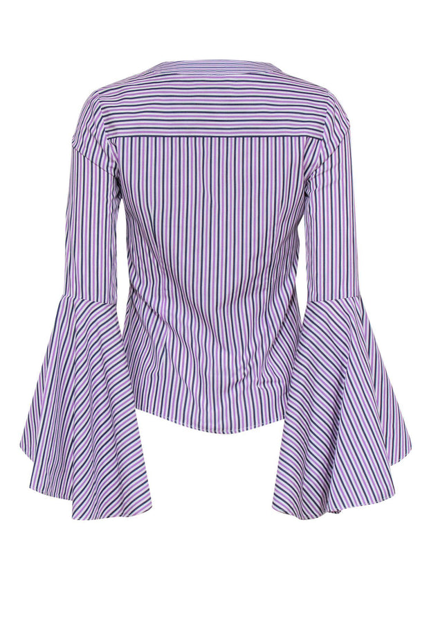 Current Boutique-Milly - Purple Cotton Striped Bell Sleeve Blouse Sz 0