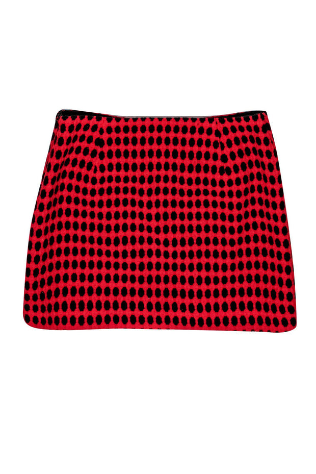 Current Boutique-Milly - Red & Black Polka Dot Wool Miniskirt Sz 6