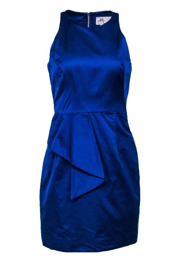 Current Boutique-Milly - Royal Blue Sheath Dress w/ Asymmetrical Flounce Sz 6