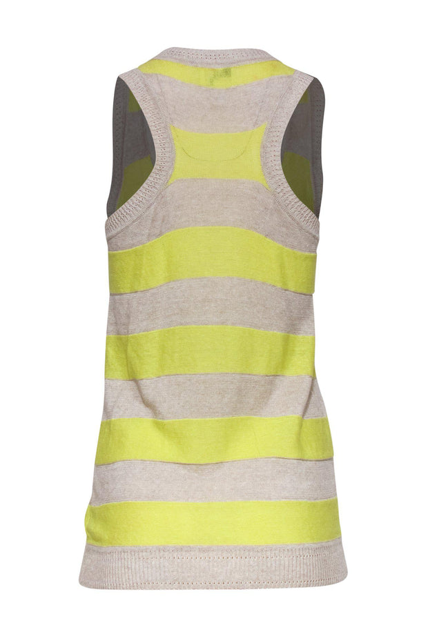 Current Boutique-Milly - Tan & Yellow Striped Knit Tank Sz P