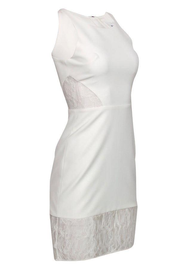 Current Boutique-Milly - White A-Line Dress w/ Sheer Mesh Cutouts & Hem Sz 0