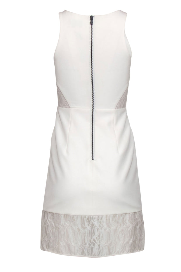 Current Boutique-Milly - White A-Line Dress w/ Sheer Mesh Cutouts & Hem Sz 0