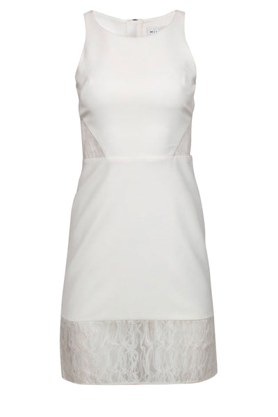 Current Boutique-Milly - White A-Line Dress w/ Sheer Mesh Cutouts & Hem Sz 0