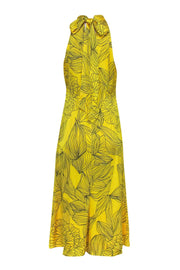 Current Boutique-Milly - Yellow Floral Print Maxi Dress w/ Faux Halter Neckline & Keyhole Sz 6