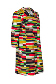 Current Boutique-Milly - Yellow, Green & Red Geo-Stripe Print Coat Sz 6