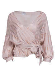 Current Boutique-Misa – Rose Gold Stripe Surplice Top Sz XS