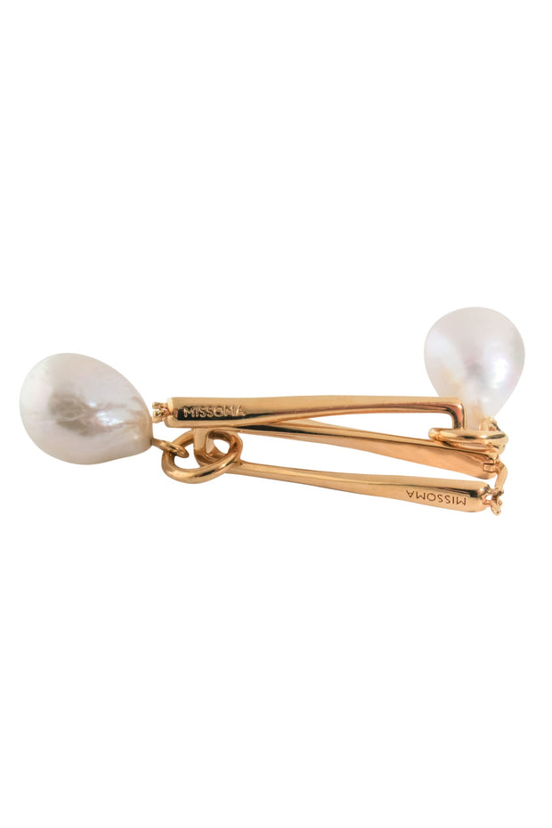 Current Boutique-Missoma- Baroque Pearl Twisted Drop Earrings