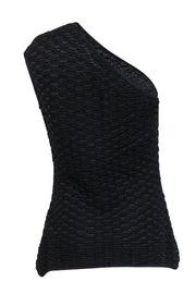 Current Boutique-Missoni - Black Glitter Textured Knit One-Shoulder Top Sz 10