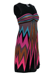 Current Boutique-Missoni - Black & Striped Chevron Knit Babydoll Dress Sz 4