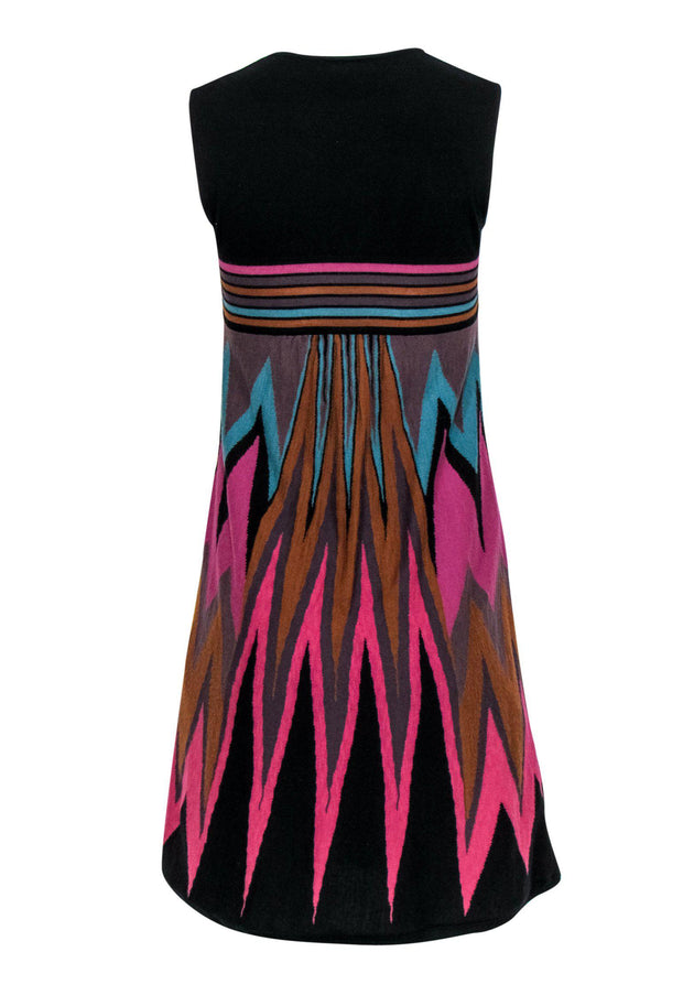 Current Boutique-Missoni - Black & Striped Chevron Knit Babydoll Dress Sz 4