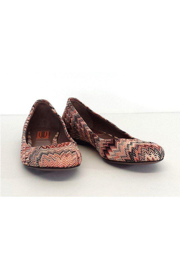 Current Boutique-Missoni - Coral & Black Chevron Print Flats Sz 7