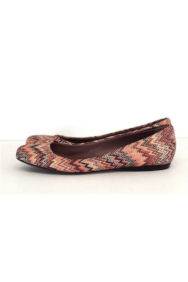 Current Boutique-Missoni - Coral & Black Chevron Print Flats Sz 7