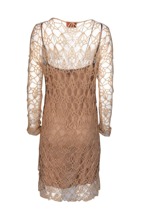 Current Boutique-Missoni - Gold Open Knit Dress w/ Cami Sz 10