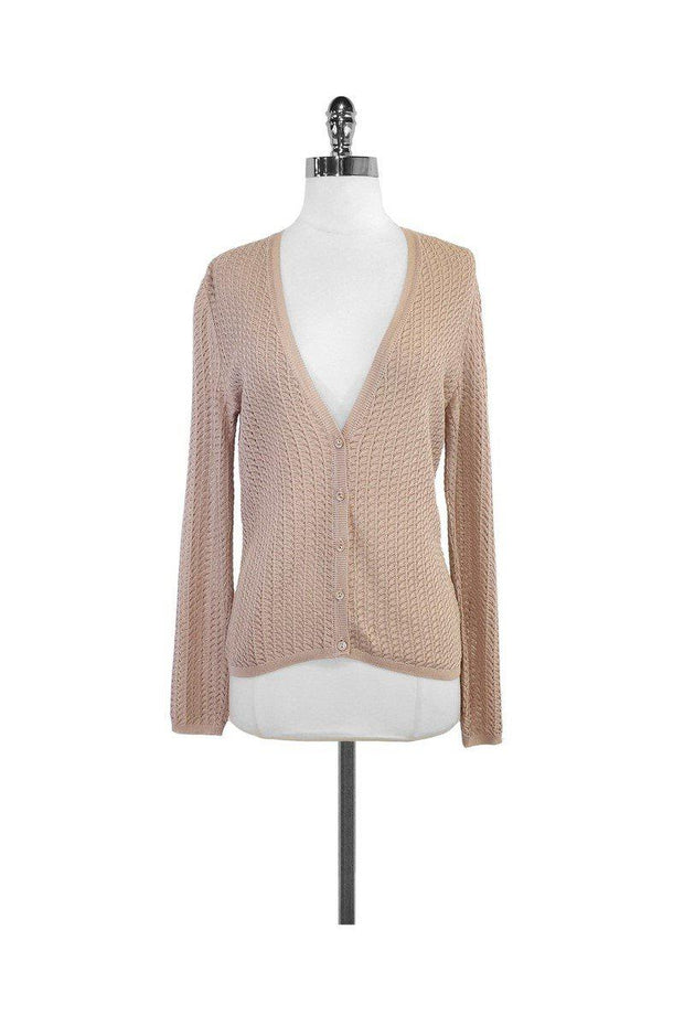 Current Boutique-Missoni - Taupe Knit Cotton Blend Cardigan Sz M