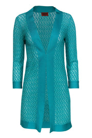 Current Boutique-Missoni - Teal Knit Clasped Longline Cardigan Sz 4